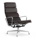 Soft Pad Chair EA 222, Piétement poli, Cuir Standard chocolat, Plano marron