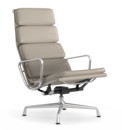 Soft Pad Chair EA 222, Piétement poli, Cuir Standard sable, Plano gris mauve 