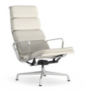 Soft Pad Chair EA 222, Piétement poli, Cuir Standard neige, Plano blanc
