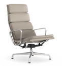 Soft Pad Chair EA 222, Piétement chromé, Cuir Standard sable, Plano gris mauve 