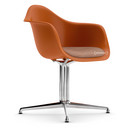 Eames Plastic Armchair RE DAL, Orange rouille, Avec coussin d'assise, Cognac / ivoire