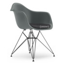 Eames Plastic Armchair RE DAR, Gris granit, Avec coussin d'assise, Gris foncé, Version standard - 43 cm, Revêtement basic dark