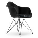 Eames Plastic Armchair RE DAR, Noir profond  , Avec coussin d'assise, Nero, Version standard - 43 cm, Revêtement basic dark