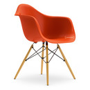Eames Plastic Armchair RE DAW, Rouge (rouge coquelicot), Sans rembourrage, Sans rembourrage, Version standard - 43 cm, Érable nuance de jaune