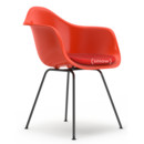 Eames Plastic Armchair RE DAX, Rouge (rouge coquelicot), Avec coussin d'assise, Corail / rouge coquelicot, Version standard - 43 cm, Revêtement basic dark