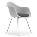 Eames Plastic Armchair RE DAX, Coton blanc, Avec coussin d'assise, Nero / ivoire, Version standard - 43 cm, Chromé