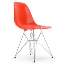 Eames Plastic Side Chair RE DSR, Rouge (rouge coquelicot), Sans rembourrage, Sans rembourrage, Version standard - 43 cm, Chromé