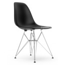 Eames Plastic Side Chair RE DSR, Noir profond  , Sans rembourrage, Sans rembourrage, Version standard - 43 cm, Chromé