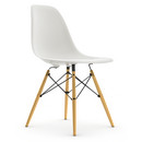 Eames Plastic Side Chair RE DSW, Blanc, Sans rembourrage, Sans rembourrage, Version standard - 43 cm, Frêne tons miel