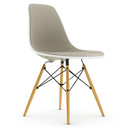 Eames Plastic Side Chair RE DSW, Galet, Rembourrage intégral, Gris chaud / ivoire, Version standard - 43 cm, Érable nuance de jaune