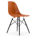 Eames Plastic Side Chair RE DSW, Orange rouille, Sans rembourrage, Sans rembourrage, Version standard - 43 cm, Érable noir