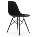 Eames Plastic Side Chair RE DSW, Noir profond  , Rembourrage intégral, Nero, Version standard - 43 cm, Érable noir