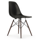 Eames Plastic Side Chair RE DSW, Noir profond  , Sans rembourrage, Sans rembourrage, Version standard - 43 cm, Érable foncé