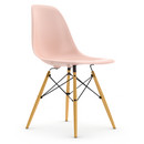Eames Plastic Side Chair RE DSW, Rose pâle, Sans rembourrage, Sans rembourrage, Version standard - 43 cm, Érable nuance de jaune