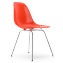 Eames Plastic Side Chair RE DSX, Rouge (rouge coquelicot), Sans rembourrage, Sans rembourrage, Version standard - 43 cm, Chromé