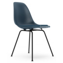 Eames Plastic Side Chair RE DSX, Bleu océan, Avec coussin d'assise, Bleu océan / gris foncé, Version standard - 43 cm, Revêtement basic dark