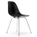 Eames Plastic Side Chair RE DSX, Noir profond  , Sans rembourrage, Sans rembourrage, Version standard - 43 cm, Chromé