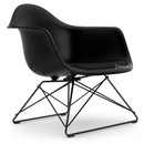 Eames Plastic Armchair RE LAR, Noir profond  , Coussin d'assise nero, Revêtement basic dark