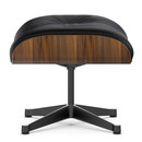 Lounge Chair Ottoman, Noyer pigmenté noir, Cuir Premium F nero, Aluminium poli, côtés noirs