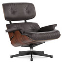 Lounge Chair, Palissandre Santos, Cuir Premium F chocolat, 89 cm, Aluminium poli, côtés noirs
