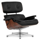 Lounge Chair, Palissandre Santos, Cuir Premium F nero, 89 cm, Aluminium poli
