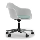 Eames Plastic Armchair RE PACC, Coton blanc, Avec coussin d'assise, Bleu glacier / ivoire