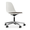 Eames Plastic Side Chair RE PSCC, Blanc, Avec coussin d'assise, Gris chaud / marron marais