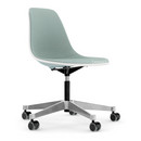 Eames Plastic Side Chair RE PSCC, Gris bleuté RE, Rembourrage intégral, Bleu glacier / ivoire