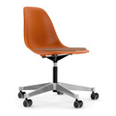 Eames Plastic Side Chair RE PSCC, Orange rouille RE, Avec coussin d'assise, Cognac / ivoire