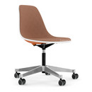 Eames Plastic Side Chair RE PSCC, Orange rouille RE, Rembourrage intégral, Cognac / ivoire