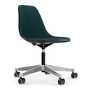 Eames Plastic Side Chair RE PSCC, Noir profond RE, Rembourrage intégral, Pétrole / marron marais