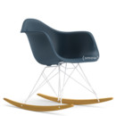 Fauteuil Eames Plastic Armchair RE RAR, Bleu océan, Revêtement blanc, Érable nuance de jaune