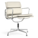 Soft Pad Chair EA 207 / EA 208, EA 207 - non-pivotante, Chromé, Cuir Standard neige, Plano blanc