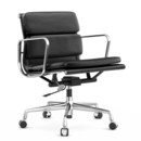 Soft Pad Chair EA 217, Chromé, Cuir Standard nero, Plano nero