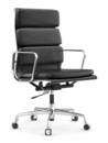 Soft Pad Chair EA 219, Chromé, Cuir standard asphalt, Plano gris foncé