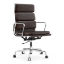 Soft Pad Chair EA 219, Chromé, Cuir Premium F châtaigne, Plano marron