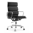 Soft Pad Chair EA 219, Chromé, Cuir Premium F nero, Plano nero, Durs pour tapis