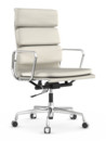 Soft Pad Chair EA 219, Chromé, Cuir Standard neige, Plano blanc