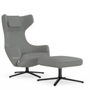 Fauteuil Grand Repos, Fauteuil Grand Repos & Ottoman, Tissu Cosy 2 Gris galet, 46 cm, Noir basic