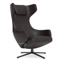 Fauteuil Grand Repos, Fauteuil Grand Repos, Cuir Premium F chocolat, 41 cm, Noir basic