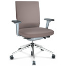 ID Soft, Mécanisme Flowmotion sans inclinaison avant et sans réglage de la profon, Avec accotoirs 2D, Piétement à 5 branches, aluminium poli, Soft grey, Assise et dossier Silk Mesh, Gris mauve, Souples pour sols durs