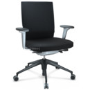 ID Soft, Mécanisme Flowmotion sans inclinaison avant et sans réglage de la profon, Avec accotoirs 3D, Piétement à 5 branches, plastique basic dark, Soft grey, Assise et dossier Plano, Nero, Souples pour sols durs