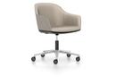 Softshell Chair avec piètement à 5 branches, Aluminium poli, Cuir (Standard), Sable