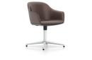 Softshell Chair avec piètement à 4 branches, Aluminium poli, Cuir (Standard), Marron