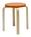 Artek - Tabouret E60, Assise laquée orange, pieds bouleau laqué nature