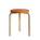 Artek - Tabouret 60, Assise laquée orange, pieds bouleau laqué nature