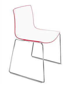 Catifa 46 Sledge Chromé|Bicolore|Dossier rouge, siège blanc|Sans accoudoirs