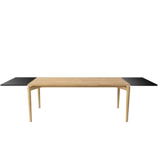 Table PURE Dining 190 x 85 cm|Chêne huilé blanc|Avec 2 panneaux d'extension MDF noir (L 190-290 cm)