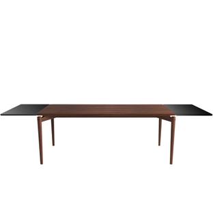 Table PURE Dining 190 x 85 cm|Noyer huilé|Avec 2 panneaux d'extension MDF noir (L 190-290 cm)