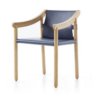Chaise 905 Frêne naturel|Cuir bleu